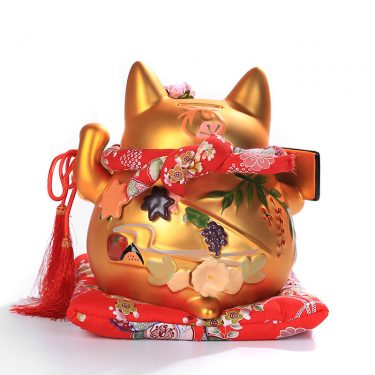 Mèo vàng may mắn Nhật Bản gốm sứ cao cấp