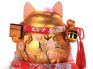 Mèo vàng may mắn Nhật Bản gốm sứ cao cấp