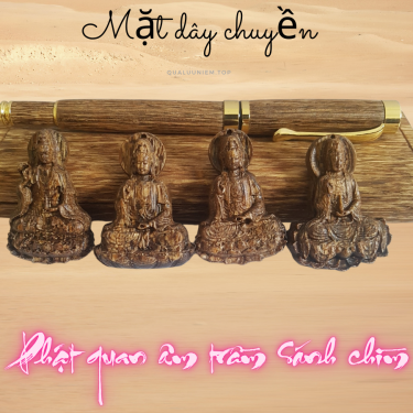 Mặt dây chuyên trầm hương sánh chìm Phật Quan Âm, mặt dây chuyền phật quan âm, mặt phật trầm sánh chìm