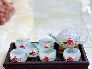 Bộ Ấm Chén Bạch Ngọc Mã não