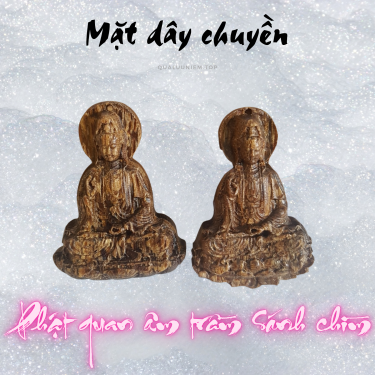 Mặt dây chuyên trầm hương sánh chìm Phật Quan Âm, mặt dây chuyền phật quan âm, mặt phật trầm sánh chìm