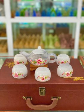 Bộ Ấm Chén Bạch Ngọc Mã não