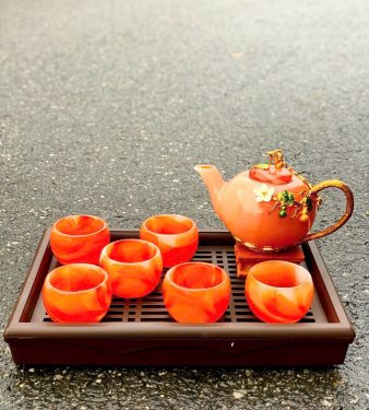 Bộ ấm trà mã não đỏ, ấm trà, bình trà